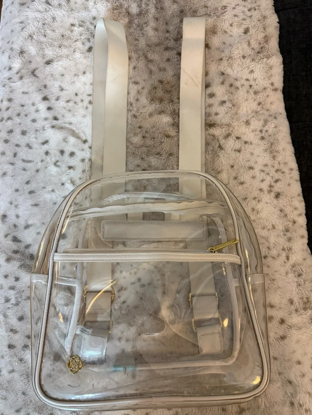 Kendra Scott Clear PVC Backpack with White Trim and Gold Hardware